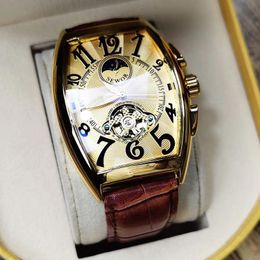 Armbanduhren Luxus automatische mechanische Uhr für Männer Handgelenk Tourbillon Skeleton Uhr männlich leuchtend cool Tonneau Mann ArmbanduhrArmbanduhren