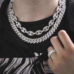 Chains 12MM Beaded Link Chain Hip Hop Men Necklace Micro Pave 5A Cz Gold Silver Color Rock Hiphop Jewelry