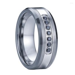 Cluster Rings Tungsten Jewellery Men Wedding Bands Love Alliance Unique Black Cz Diamond Gents Finger Promise For Male Man