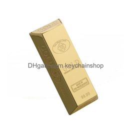 Key Rings Mini Gold Bar Shaped Ashtray Personalised Portable Outdoor Ashtrays Zinc Alloy Environmentally Reusable Ash Tray With Ring Dhqlk