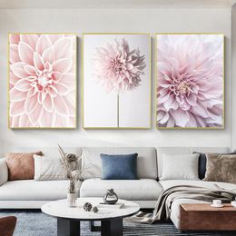 Number GATYZTORY 3pc/Set DIY Painting By Numbers Pink Flower Paint By Numbers For Adults Nordic Style Home Wall Art Picture Art