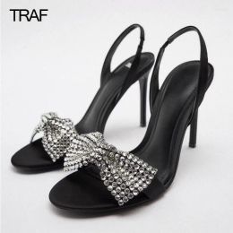 2023 New Sandals Butterfly High-heeled Women's Rhinestone Red Black Woman Summer Designer Elegant High Heels fashion versatile