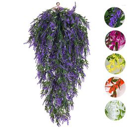 Decorative Flowers Artificial Lavender Flower Vine Wall Hanging Fake Rattan Wedding Party Supplies Room Home Garden Decoration Outdoor Plant