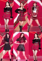 Work Dresses Kpop ITZY Girl Group Jazz Dance Plaid Jackets T-shirts Tops Stage Performance Hip Hop Mini Skirt Suit Street Sexy Clothing