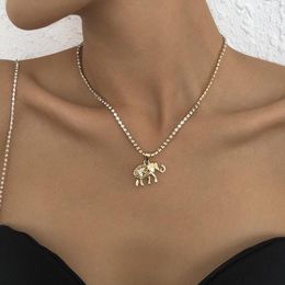 Chains Lalynnly Fashion Women's Crystal Elephant Animal Pendant Necklaces Female Rhinestone Neck Jewellery Party Gift Accessories N8763