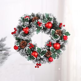 Decorative Flowers & Wreaths Christmas Wreath Door Hanging Wall Decoration Ball Pendant Festive Party Garlands Ornament