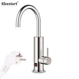 Heaters Kbxstart Instant Tankless Electric Continuous Water Heater Kitchen Faucet Heating Water Hot Stainless Tap With Temperature Show