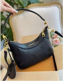 BAGATELLE Shoulder Bags Handbags underarm stray hobo bag Embossed crossbody bag Women Lady Purses M46112 bLACK