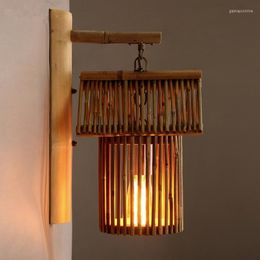 Wall Lamp Reading Kitchen Decor Smart Bed Long Sconces Dorm Room Antique Wooden Pulley Led Switch