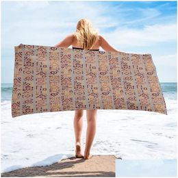 Towel Brown Ethnic Totems Square Arrangement Beach Luxury Quickdry Microfiber Bathroom Bath Towels Yoga Mat Picnic Blanket Drop Deli Dhvi6