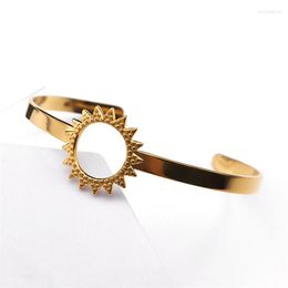 Bangle Aesthetic Sun Cuff Bracelets Bangles For Women Stainless Steel Gold Colour Party Accessories Woman Opened Bracelet Wrist Jewellery