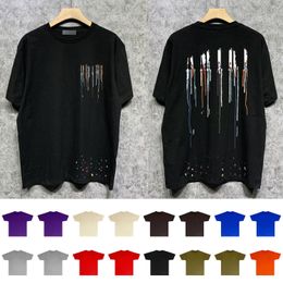 23ss Men's Summer Designer Male Letter t shirt Slogan Colourful Speckled Ink Couple Short Sleeve T-shirt for Man and Women shirts