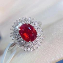 Cluster Rings Natural And Real Ruby Ring 925 Sterling Silver Fine Jewellery