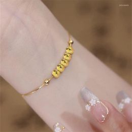 Link Bracelets Korean Gold Colour Ball Charm Minimalist Transfer Beads Bracelet For Women Girls Fashion Jewellery Accessories Gift