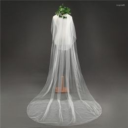 Bridal Veils NZUK 3 M Cathedral Tulle Wedding Veil 2 Layers Long With Comb Ribbon Edge Woman Marry Accessories