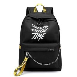 Designer- USB Hip Hop Ladies Backpack Off Fashion White Women Bags High Quality Large Capacity Student Bag Casual Travel Backpacks254m