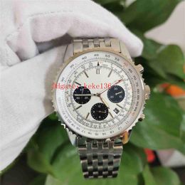Excellent Watches Men Wristwatches 43AB0121211G1A1 43mm Stainless Steel Luminescent White Dial VK Quartz Chronograph Working Mens 304N