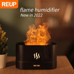 Appliances Flame Aroma Diffuser Air Humidifier Ultrasonic Cool Mist Maker Fogger Led Essential Oil Flame Lamp Aromatherapy Difusor