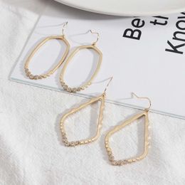 Dangle Earrings Gold Color Teardrop Frame Crystal 2023 Brand Designer Rhinestone Oval Jewelry Wholesale