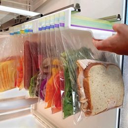 Bags Refrigerator Storage Bag Rack Food Safe Zip Pocket Storage Tray Stretchable Fridge Organiser Pullout Ziplock Bag Organiser 1pc
