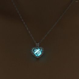 Chains Womens Necklaces Trendy Men Jewellery Unique Fluorescent Heart Pendant Necklace Stone Glow In The Dark Accessories For