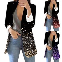 Women's Jackets Women's Sequin Printed Cardigan Formal Suit Long Sleeve Lapels Beat Jacket Womens Hooded Coat Winter Warmest