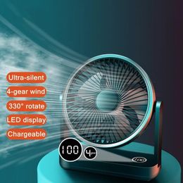 Fans USB Rechargeable 5000mAh Battery Wireless Portable Air Cooling Fan 330° Shaking Head 4 Gear Wind Adjustable Home Room Desk Fan