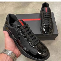 2023 Lightweight Americas Cup Sports Shoes Patent Leather & Nylon Top Luxurious Brand Sneakers Mens Skateboard Mesh Runner Casual Outdoor Walking