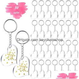 Key Rings Blank Acrylic Keychain Heart Shaped Clear Discs With Metal Split Chain Keyrings Diy Valentines Day Gifts Drop Delivery Jewe Dh3Hu