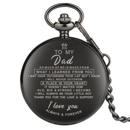 Fashion Classical Watches Full Black I LOVE YOU TO MY Mom Dad Wife Husaband Unisex Quartz Pocket Watch Pendant Chain Family Gift201j