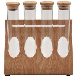 Organisation Wooden Coffee Beans Tea Display Rack Stand Glass Test Tube Sealed Storage Decorative Ornaments Cereals Canister for Barista