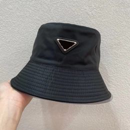 bucket hat designer bucket hat Triangle logo acrylic fabric waterproof sunscreen fisherman hat in a variety of colors