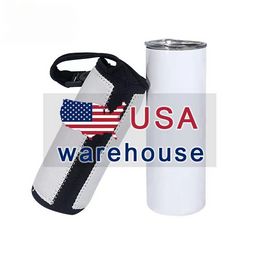 Sublimation white Blank 20oz Tumbler Tote Diving cloth Neoprene bottle Sleeves with Adjustable Strap Drinkware Handle Carrier Sleeve Covers FY5526 hh0513