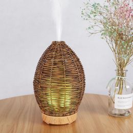 Appliances Rattan Vase Aromatherapy Diffuser Aroma Essential Oil Diffuser 100ml Ultrasonic Cool Mist Humidifier with Waterless Auto Off