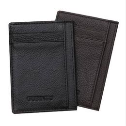Gubintu Genuine Leather Men Slim Front Pocket Card Credit Super Thin Fashion Card Titular Trave Wallet Tarjetero HOMBRE278T