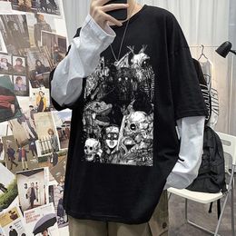 T-Shirt Hot Sale Tshirts Anime Dorohedoro Fake two Couple Clothing Oversized Unisex Fashion Casual Wear Hippop Men Women Streetwear