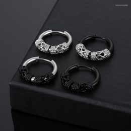 Hoop Earrings WKOUD 1/4 Piece Retro Punk Hip Hop Dragon Pattern Stainless Steel Ear Bone Buckle Men And Women Fashion