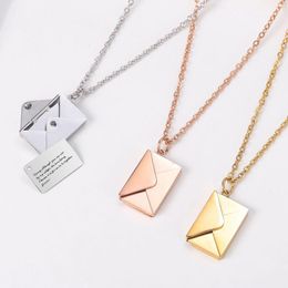 Chains Love Letter Envelope Pendant Necklace Stainless Steel Jewellery Confession You For Valentine Day Mother Gift
