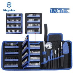 Schroevendraaier KING'SDUN Precision Screwdriver Set 170 In1 CRV Screwdriver Bit Magnetic Torx Hex Screw Driver Bits Electronics Repair Tool Kit