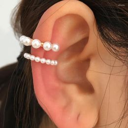 Backs Earrings 2Pcs/Set Pearl Clips Earring For Women Minimalist Fashion Cartilage Hoop Sets Ear Cuff Fake Piercing Clip On