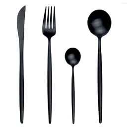 Dinnerware Sets 24Pcs Matte Black Set 18/10 Stainless Steel Dinner Knife Fork Cutlery Mutil-color Silverware Kitchen Utensils