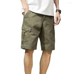 Men's Shorts Solid Colour Wide Leg Multi Pockets Men Loose Pants Summer Buttons Decor Type Daily ClothesMen's