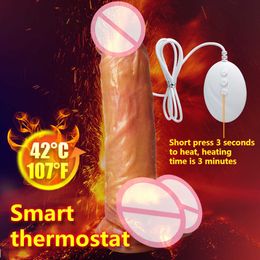 Soft Realistic Penis Silicone Automatic Telescopic Heating Dildo Vibrator G-spot Massager Sex Toys For Women Suction Cup Dildos