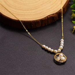 Chains Pure Natural Freshwater Pearl Necklace Pendant Woman Wedding Party White Boutique Jewellery Chain Simple Design