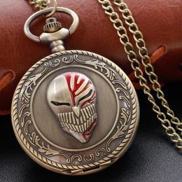 Pocket Watches Bronze Cartoon Character Fake Quartz Watch Vintage Steampunk Necklace Roman Digital Dial For Men And Women Xh3002