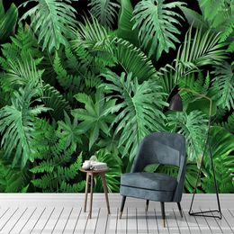 Wallpapers Custom Mural Wallpaper 3D Green Leaf Tropical Plant Fresco Living Room TV Bedroom Home Decor Waterproof Wall Stickers Tapety Art