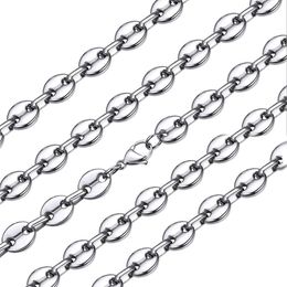 1Pcs Stainless Steel Coffee Beans Link Chain 5MM Necklaces For Men Women Rope Link Chain Necklaces Fashion Hip Hop Jewellery