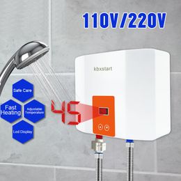 Heaters 5500W Instant Water Heater Mini Wall Mounted Electric Hot Water Heater Thermostat 3 Seconds Fast Heating Kitchen Bathroom Shower
