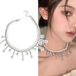 Pendant Necklaces 2023 Jewellery Pearl Necklace Women's Fashion Rhinestone Zirconia Trendy Elegant Wedding Gift