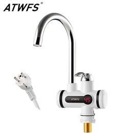 Heaters ATWFS Electric Kitchen Water Heater Tap Instant Hot Water Faucet Heater Cold Heating Faucet Tankless Instantaneous Water Heater